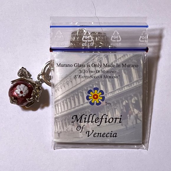NEW CAT Bracelet Venetian RED Glass 7.5 Inch Length 925 Silver ITALY - Picture 8 of 9